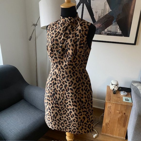 NWT Kate Spade Leopard Jacquard Knott Dress Size 2, K9725 Mainline - Picture 3 of 10